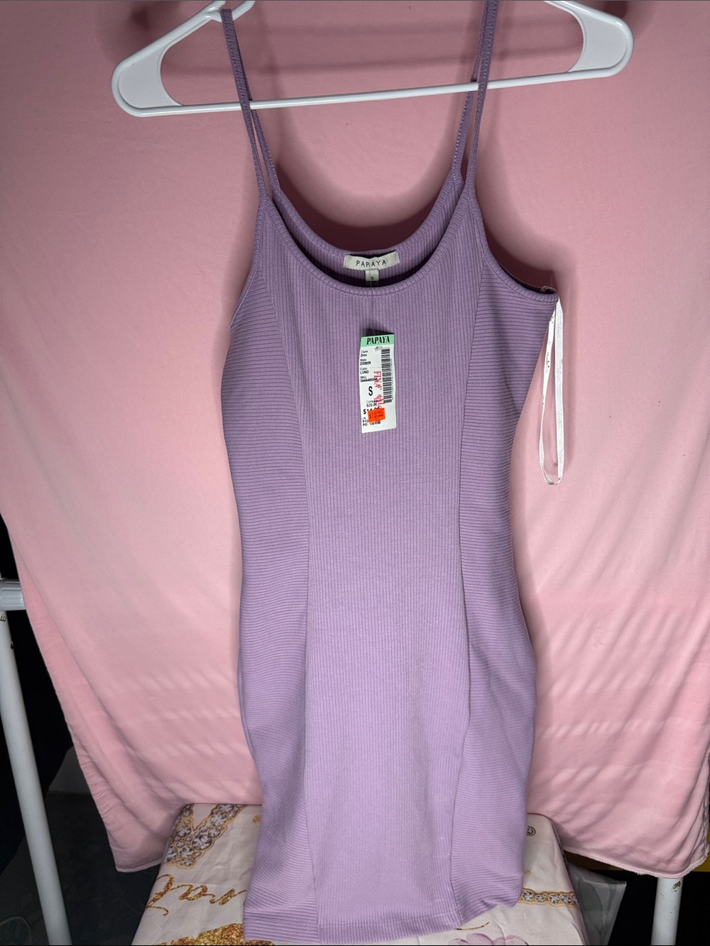 Papaya Lilac Ribbed Spaghetti Strap dress